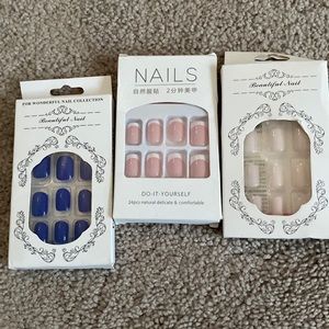 3 sets of press on nails (french manicure style one set of it